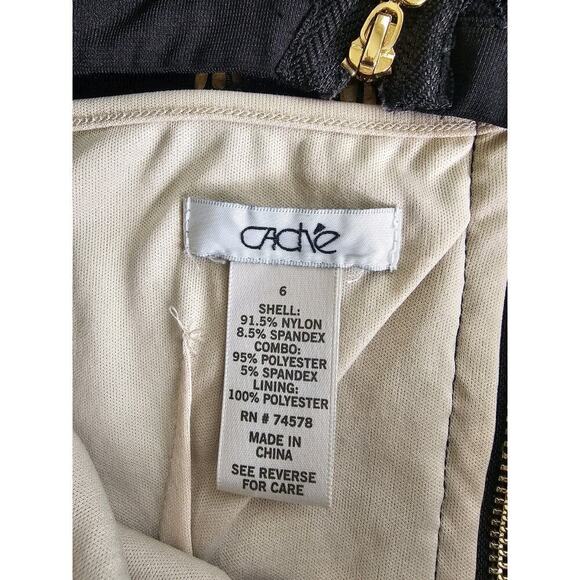 Cache Floral Lace Bodycon Sheath Dress Women's Size 6 Black Nude Party - Picture 8 of 10